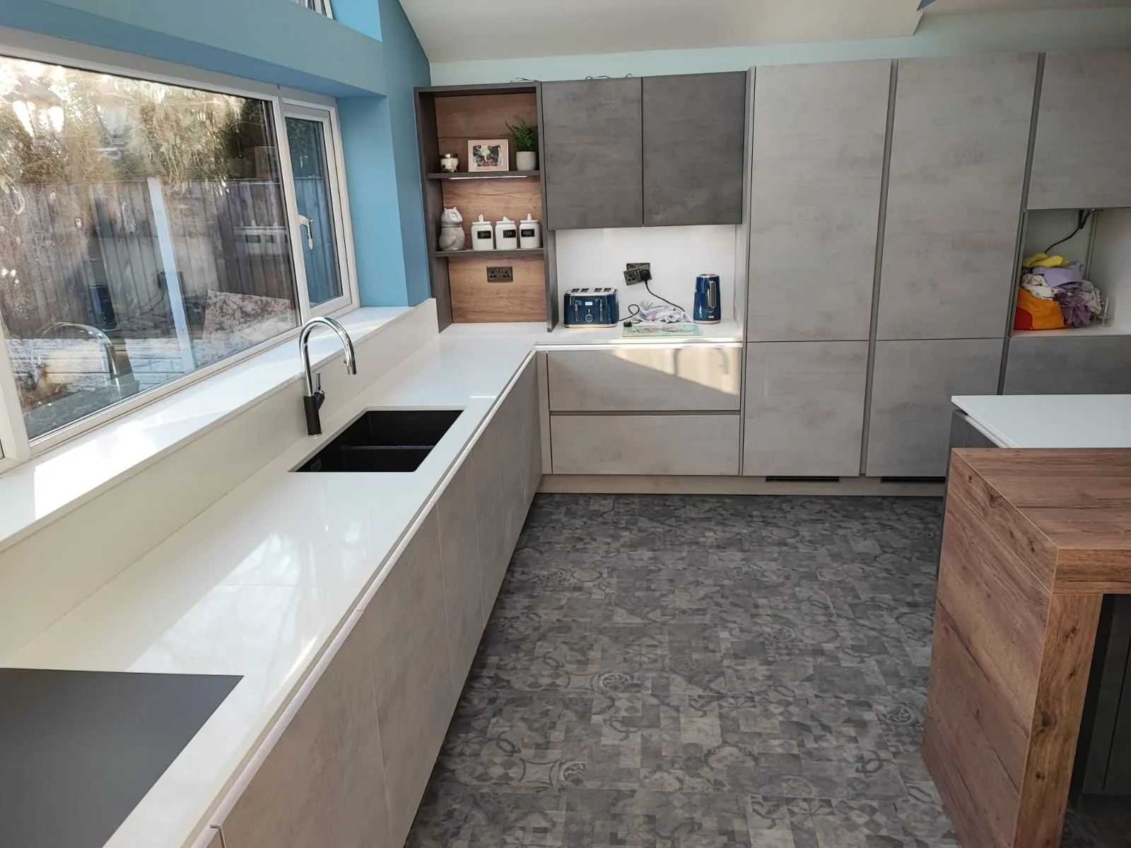 White Gloss Compact Galley, High Gloss kitchen in Fleetwood