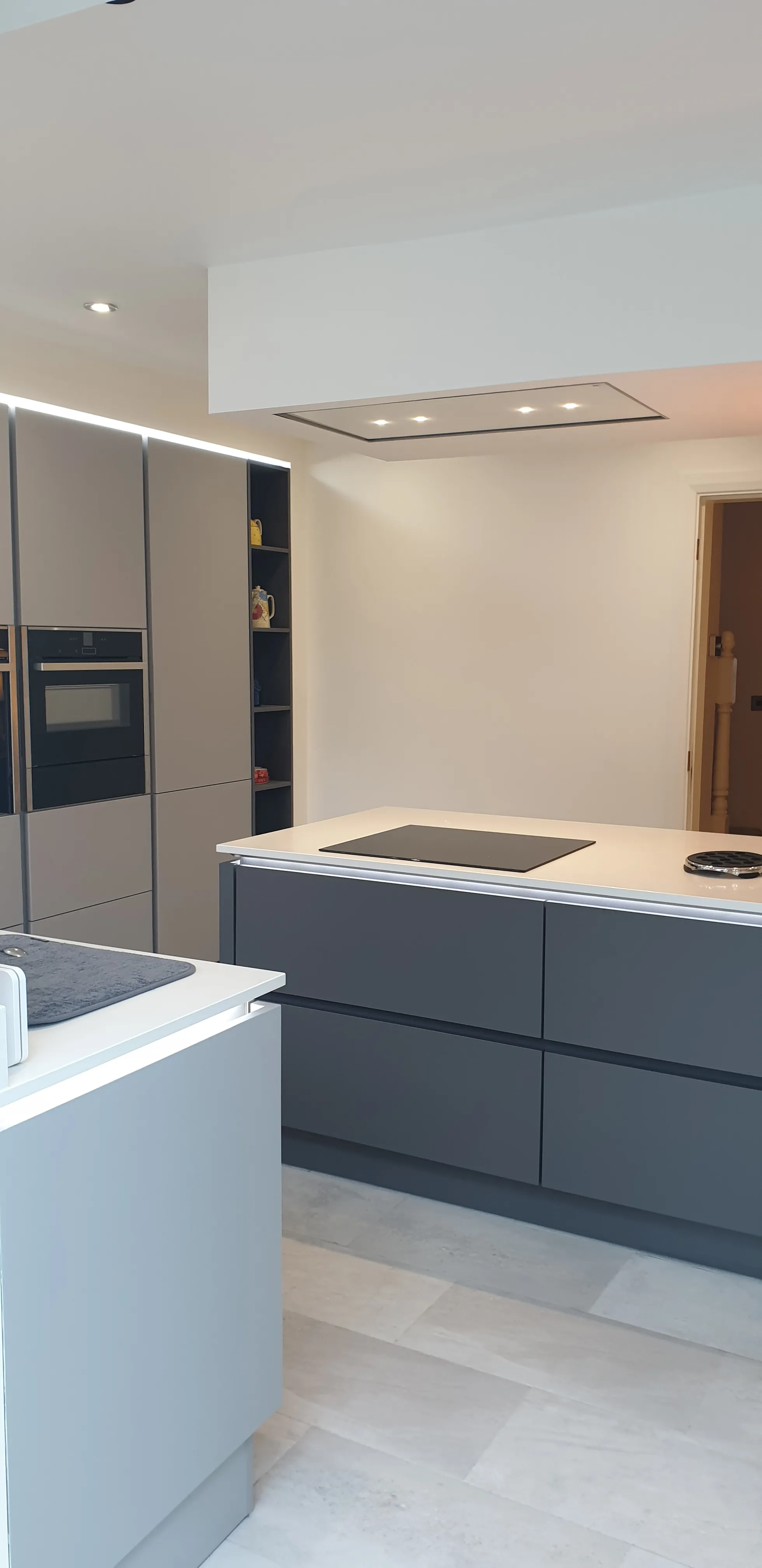 Grand Marble & Charcoal Kitchen, Matt Handleless kitchen in Knutsford