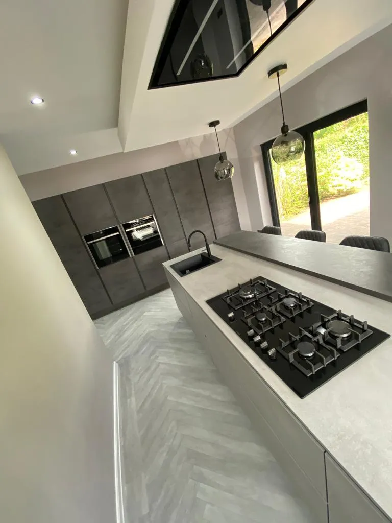 Concrete-Effect Open Plan, Concrete Stone kitchen in Lytham St Annes