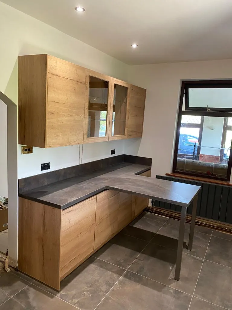Anthracite & Wood U-Shape, Matt Handleless kitchen in Bolton