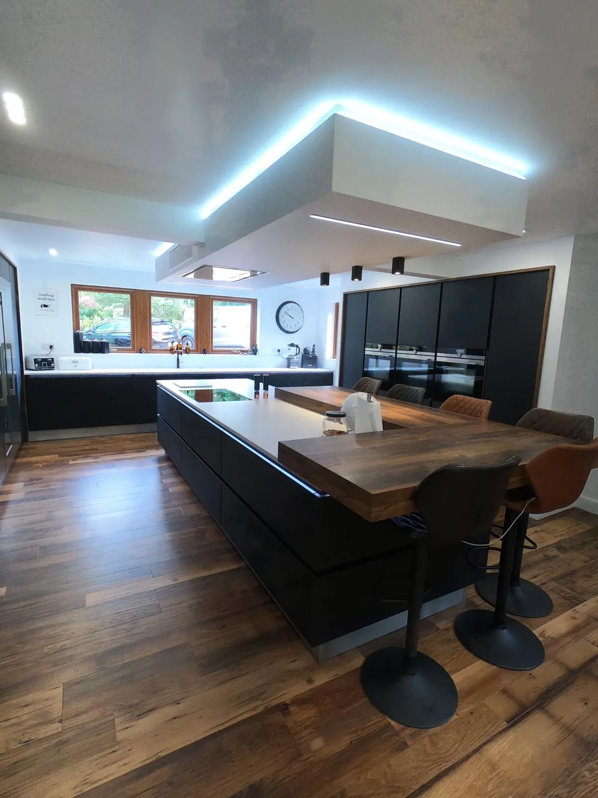 Light Grey Open-Plan Family Space, Matt Handleless kitchen in Burnley