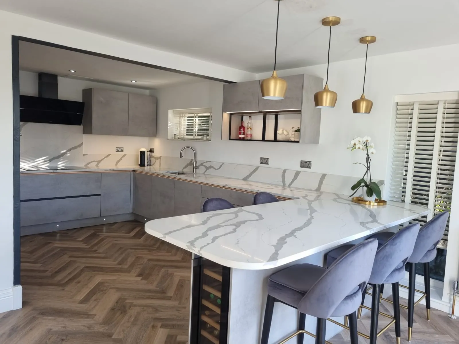 Minimalist White Handleless, Matt Handleless kitchen in Preston