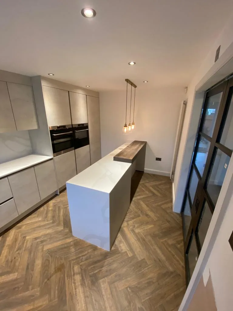 Two-Tone Green & Oak, Natural Wood kitchen in Bury